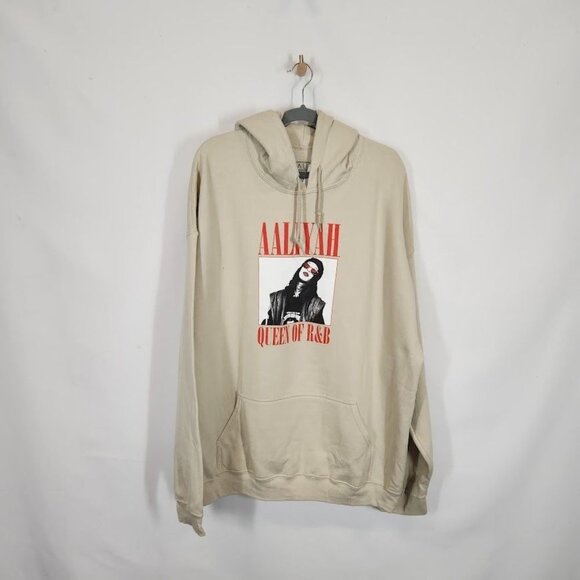 Aaliyah Graphic Drawstring Hoodie in Sand - Size Small - Picture 3 of 8